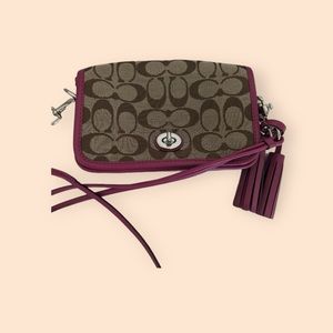 COACH Like New Legacy Signature Penny Canvas Leather Shoulder Bag